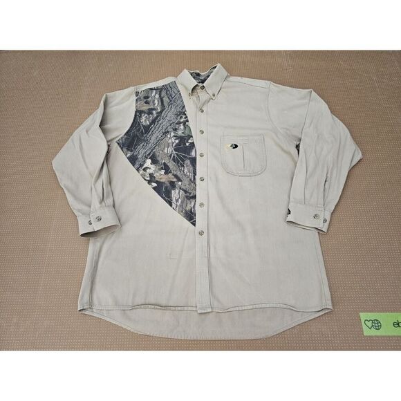 Mossy Oak Button Down Hunting Shirt Beige Men's Size Large Long Sleeve - Picture 1 of 16